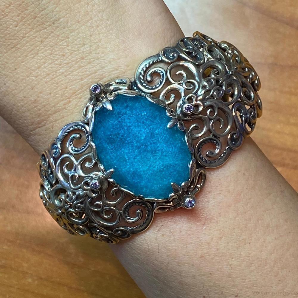Carolyn Pollack Sterling Tanzanite & Quartz Doublet With 4 Amethyst Bracelet - Picture 2 of 10